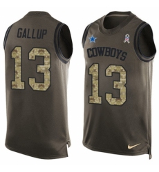 Men's Nike Dallas Cowboys #13 Michael Gallup Limited Green Salute to Service Tank Top NFL Jersey