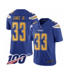 Men's Los Angeles Chargers #33 Derwin James Limited Electric Blue Rush Vapor Untouchable 100th Season Football Jersey