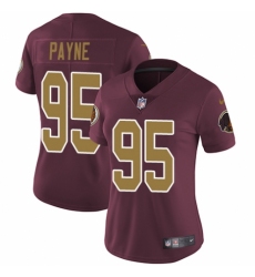Women's Nike Washington Redskins #95 Da'Ron Payne Burgundy Red Gold Number Alternate 80TH Anniversary Vapor Untouchable Elite Player NFL Jersey