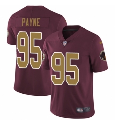 Youth Nike Washington Redskins #95 Da'Ron Payne Burgundy Red Gold Number Alternate 80TH Anniversary Vapor Untouchable Elite Player NFL Jersey
