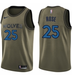 Men's Nike Minnesota Timberwolves #25 Derrick Rose Swingman Green Salute to Service NBA Jersey