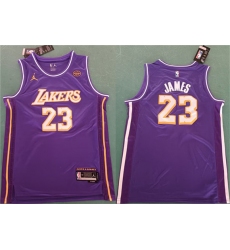 Men's Los Angeles Lakers #23 LeBron James Purple 2025 Statement Edition Stitched Basketball Jersey