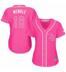 Women's Majestic Tampa Bay Rays #18 Joey Wendle Authentic Pink Fashion Cool Base MLB Jersey