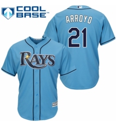 Youth Majestic Tampa Bay Rays #21 Christian Arroyo Replica Light Blue Alternate 2 Cool Base MLB Jersey