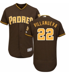 Men's Majestic San Diego Padres #22 Christian Villanueva Brown Alternate Flex Base Authentic Collection MLB Jersey