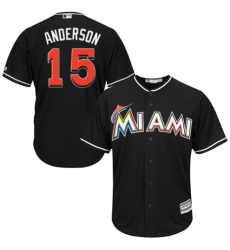 Youth Majestic Miami Marlins #15 Brian Anderson Replica Black Alternate 2 Cool Base MLB Jersey