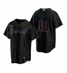Men's Nike Miami Marlins #19 Miguel Rojas Black Alternate Stitched Baseball Jersey