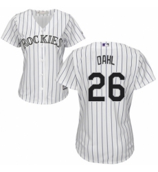 Women's Majestic Colorado Rockies #26 David Dahl Replica White Home Cool Base MLB Jersey