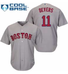 Youth Majestic Boston Red Sox #11 Rafael Devers Replica Grey Road Cool Base MLB Jersey