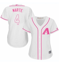 Women's Majestic Arizona Diamondbacks #4 Ketel Marte Authentic White Fashion MLB Jersey