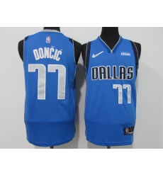 Men's Dallas Mavericks #77 Luka Doncic 75th Anniversary Diamond Blue 2021 Stitched Jersey