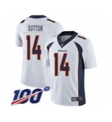Men's Denver Broncos #14 Courtland Sutton White Vapor Untouchable Limited Player 100th Season Football Jersey