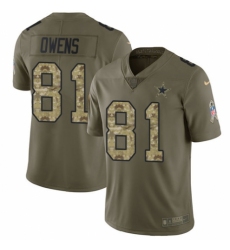 Youth Nike Dallas Cowboys #81 Terrell Owens Limited Olive/Camo 2017 Salute to Service NFL Jersey