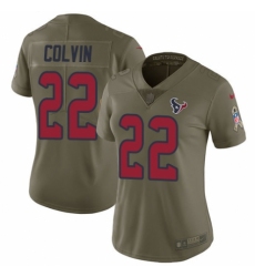 Women's Nike Houston Texans #22 Aaron Colvin Limited Olive 2017 Salute to Service NFL Jersey