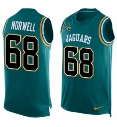 Men's Nike Jacksonville Jaguars #68 Andrew Norwell Limited Teal Green Player Name & Number Tank Top NFL Jersey