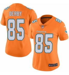 Women's Nike Miami Dolphins #85 A.J. Derby Limited Orange Rush Vapor Untouchable NFL Jersey
