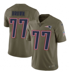 Youth Nike New England Patriots #77 Trent Brown Limited Olive 2017 Salute to Service NFL Jersey