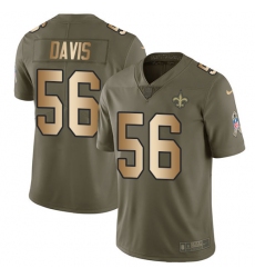 Men's Nike New Orleans Saints #56 DeMario Davis Limited Olive Gold 2017 Salute to Service NFL Jersey