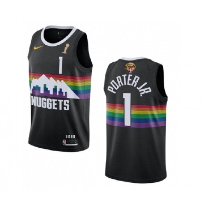 Men's Denver Nuggets #1 Michael Porter Jr. Black 2023 Finals Champions City Edition Stitched Basketball Jersey