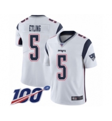 Men's New England Patriots #5 Danny Etling White Vapor Untouchable Limited Player 100th Season Football Jersey