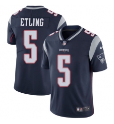 Men's Nike New England Patriots #5 Danny Etling Navy Blue Team Color Vapor Untouchable Limited Player NFL Jersey