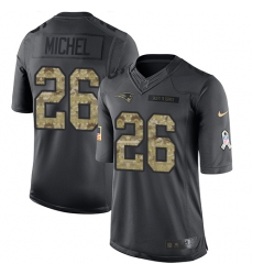 Men's Nike New England Patriots #26 Sony Michel Limited Black 2016 Salute to Service NFL Jersey
