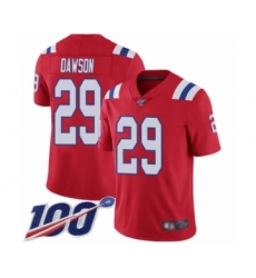 Men's New England Patriots #29 Duke Dawson Red Alternate Vapor Untouchable Limited Player 100th Season Football Jersey