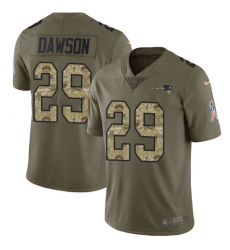 Youth Nike New England Patriots #29 Duke Dawson Limited Olive Camo 2017 Salute to Service NFL Jersey