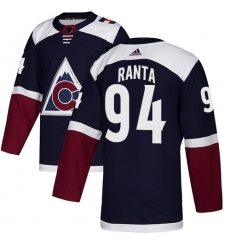 Men's Adidas Colorado Avalanche #94 Sampo Ranta Authentic Navy Blue Alternate NHL Jersey