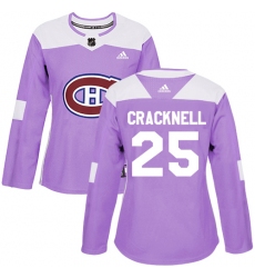 Women's Adidas Montreal Canadiens #25 Adam Cracknell Authentic Purple Fights Cancer Practice NHL Jersey