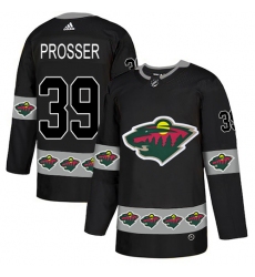 Men's Adidas Minnesota Wild #39 Nate Prosser Authentic Black Team Logo Fashion NHL Jersey