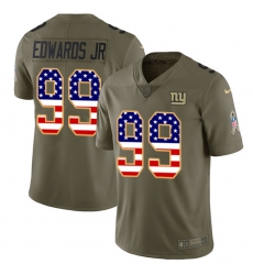 Men's Nike New York Giants #99 Mario Edwards Jr Limited Olive USA Flag 2017 Salute to Service NFL Jersey
