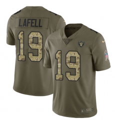 Youth Nike Oakland Raiders #19 Brandon LaFell Limited Olive Camo 2017 Salute to Service NFL Jersey