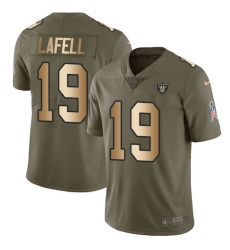 Youth Nike Oakland Raiders #19 Brandon LaFell Limited Olive Gold 2017 Salute to Service NFL Jersey