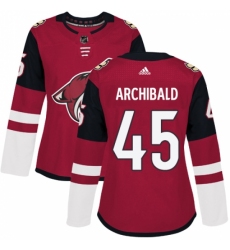 Women's Adidas Arizona Coyotes #45 Josh Archibald Authentic Purple Fights Cancer Practice NHL Jersey