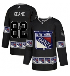 Men's Adidas New York Rangers #82 Joey Keane Authentic Black Team Logo Fashion NHL Jersey