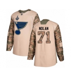 Youth St. Louis Blues #71 Jordan Nolan Authentic Camo Veterans Day Practice 2019 Stanley Cup Final Bound Hockey Jersey