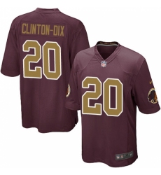 Men's Nike Washington Redskins #20 Ha Clinton-Dix Game Burgundy Red Gold Number Alternate 80TH Anniversary NFL Jersey