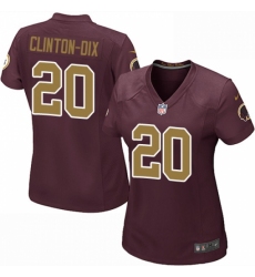 Women's Nike Washington Redskins #20 Ha Clinton-Dix Game Burgundy Red Gold Number Alternate 80TH Anniversary NFL Jersey