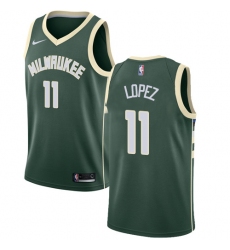 Men's Nike Milwaukee Bucks #11 Brook Lopez Swingman Green NBA Jersey - Icon Edition