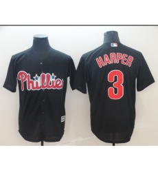Men's Nike Philadelphia Phillies #3 Bryce Harper Black Alternate Stitched Baseball Jersey