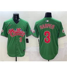 Men's Philadelphia Phillies #3 Bryce Harper Green Phanatic Limited Stitched Jersey