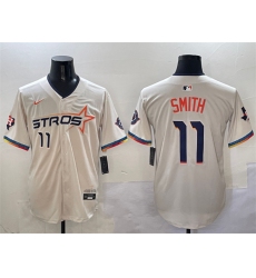 Men's Houston Astros #11 Cam Smith Cream 2025 City Connect With Texas Limited Stitched Baseball Jersey
