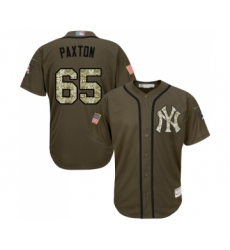 Youth New York Yankees #65 James Paxton Authentic Green Salute to Service Baseball Jersey