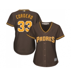 Women's San Diego Padres #33 Franchy Cordero Replica Brown Alternate Cool Base Baseball Jersey