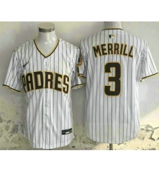 Men's San Diego Padres #3 Jackson Merrill White Pinstripe Limited Stitched Jersey