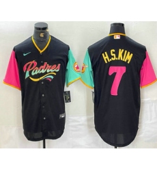 Mens San Diego Padres #7 Ha Seong Kim Black NEW 2023 City Connect Cool Base Stitched Jersey