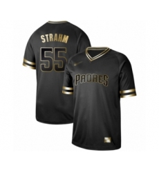 Men's San Diego Padres #55 Matt Strahm Authentic Black Gold Fashion Baseball Jersey
