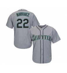 Men's Seattle Mariners #22 Omar Narvaez Replica Grey Road Cool Base Baseball Jersey