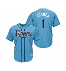 Men's Tampa Bay Rays #1 Willy Adames Replica Light Blue Alternate 2 Cool Base Baseball Jersey